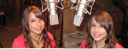Mariah Higgins tracking vocals at Higgins Family Productions